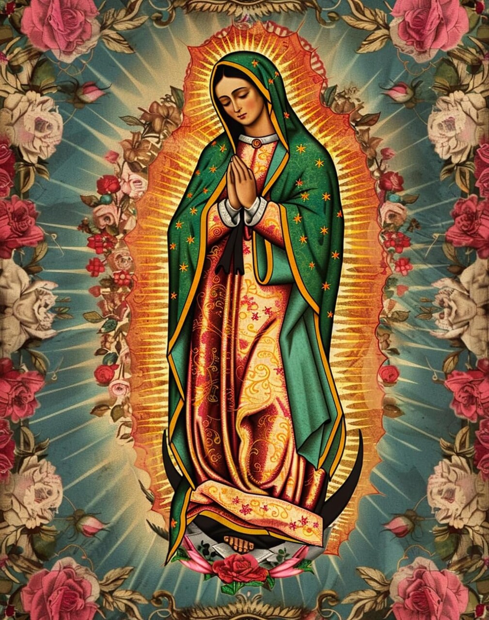 5D DIY Diamond Art Painting Virgin Mary Full Round Drill Embroidery for Wall Decoration 12X16 inches